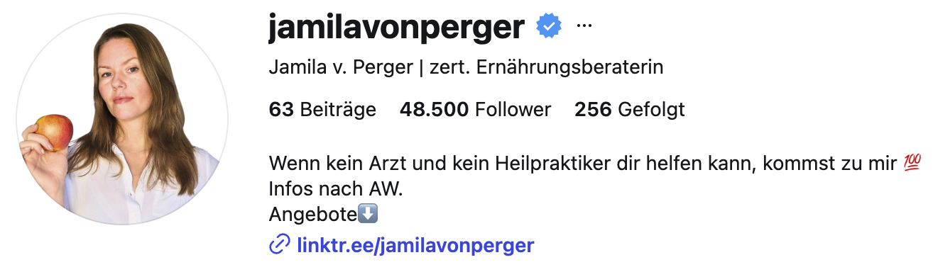Instagram-Profil von jamilavonperger